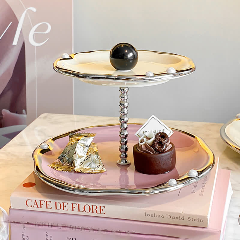 Multi-layer Ceramics Table Cupcake Stand - Purple and white - Ceramic - 8.07" W x 8.07" L x 5.71"H  - image 13
