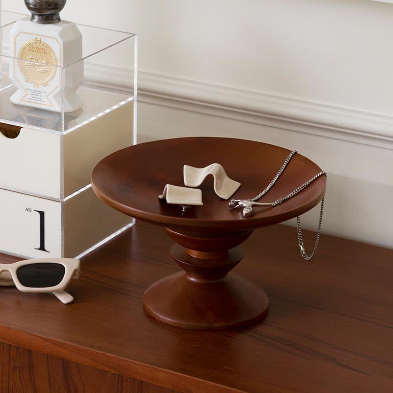 Wood Pedestal Stand Serving Tray