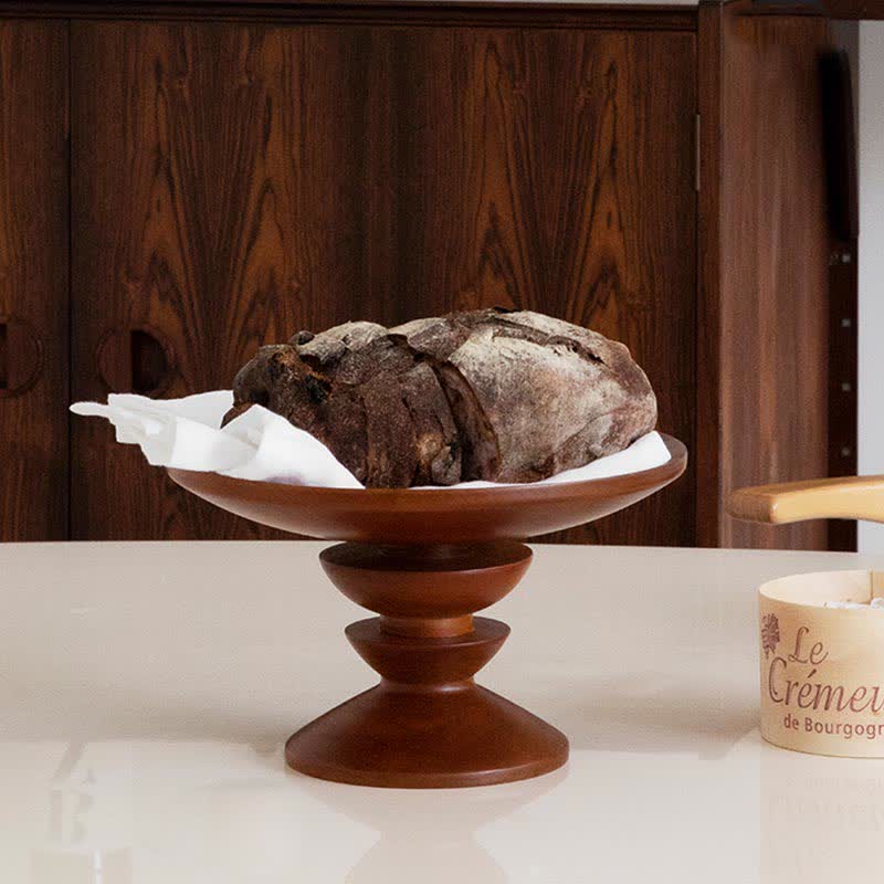 Wood Pedestal Stand Serving Tray