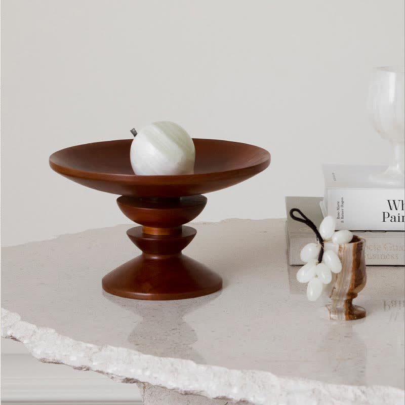 Wood Pedestal Stand Serving Tray