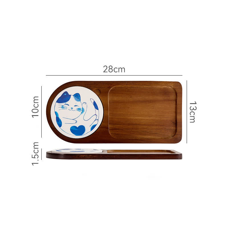 Cute Cat Wooden Breakfast Snack Tray  - D - Rectangle - image 10