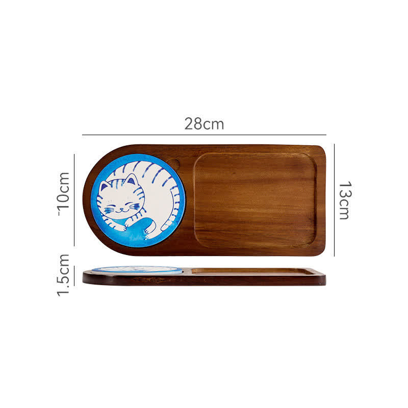 Cute Cat Wooden Breakfast Snack Tray  - B - Rectangle - image 6