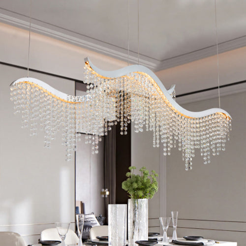 36.2-inch Dangling Wave Crystal Chandeliers  - White - image 0
