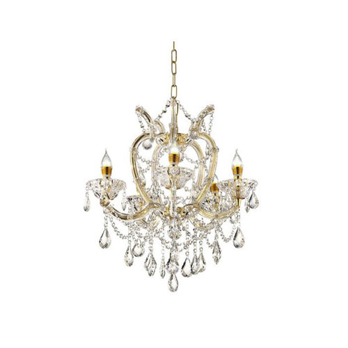 22-inch Gold Luxury Crystal 5-light Led Pendant Lamp - image 1