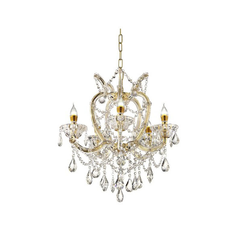 22-inch Gold Luxury Crystal 5-light Led Pendant Lamp