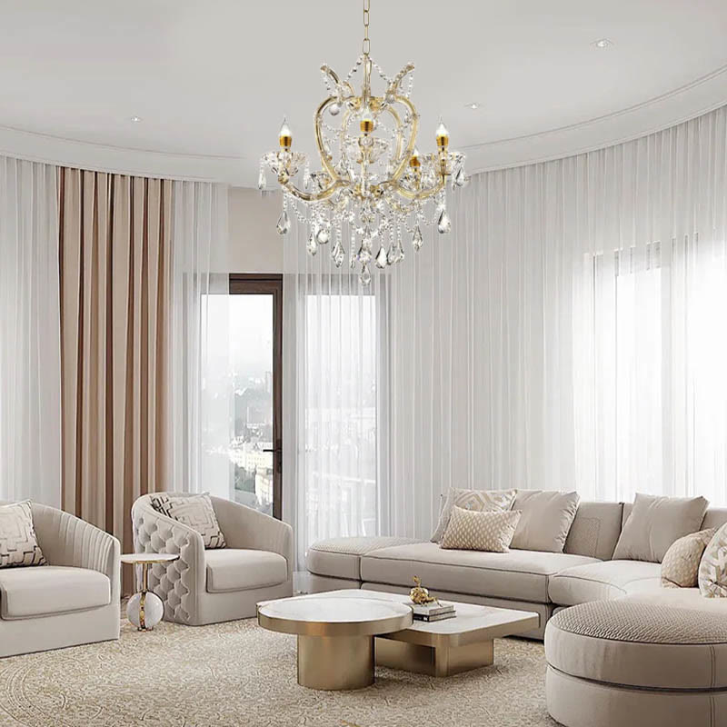 22-inch Gold Luxury Crystal 5-light Led Pendant Lamp - image 2