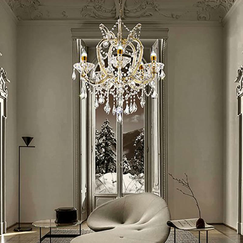 22-inch Gold Luxury Crystal 5-light Led Pendant Lamp - image 4
