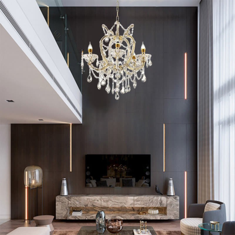 22-inch Gold Luxury Crystal 5-light Led Pendant Lamp - Gold - image 0