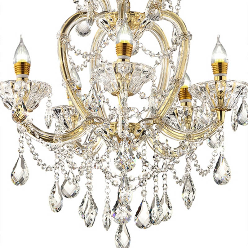 22-inch Gold Luxury Crystal 5-light Led Pendant Lamp