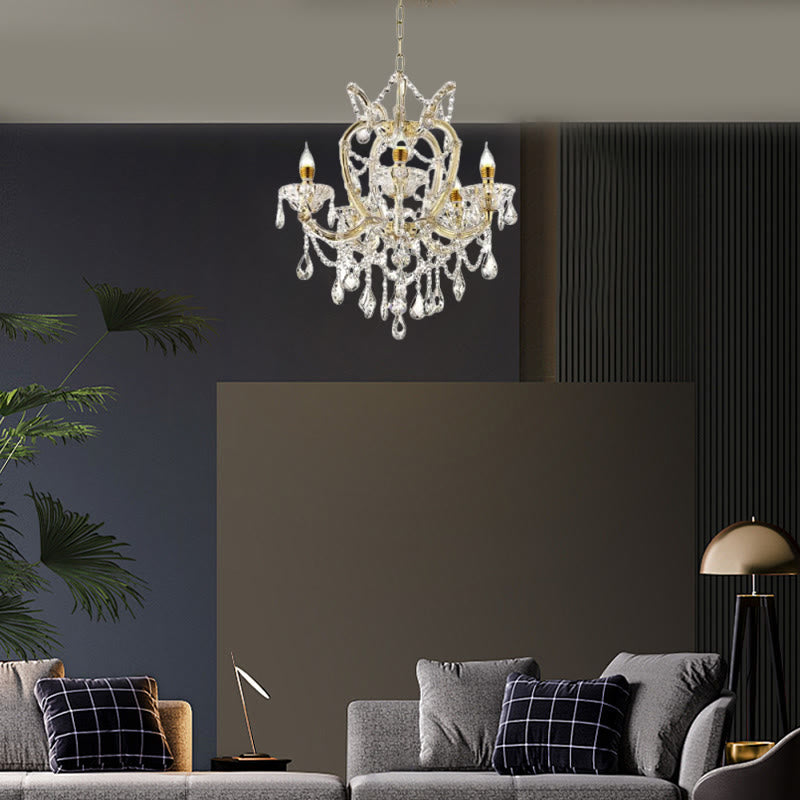 22-inch Gold Luxury Crystal 5-light Led Pendant Lamp - image 3