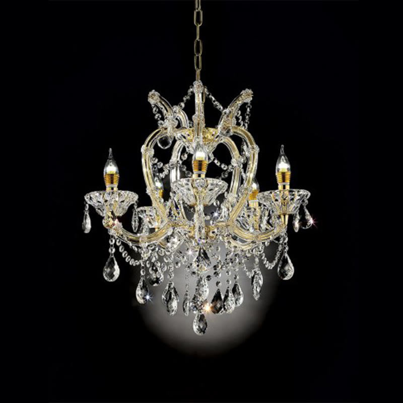 22-inch Gold Luxury Crystal 5-light Led Pendant Lamp