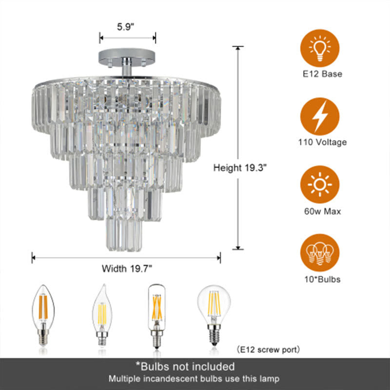 Large Crystal Chandelier In White Chrome Color