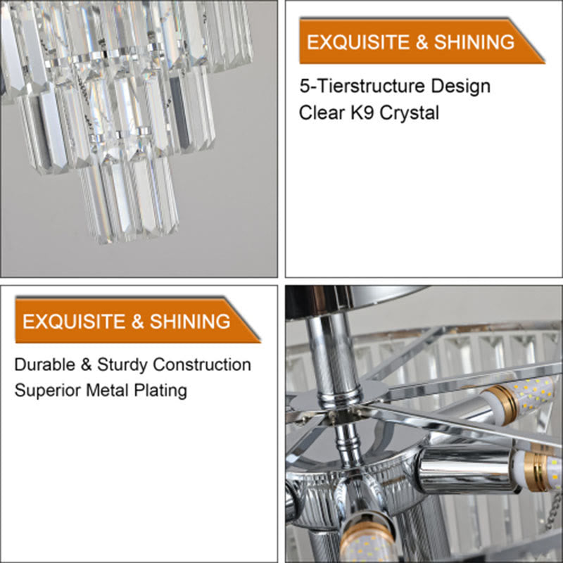 Large Crystal Chandelier In White Chrome Color