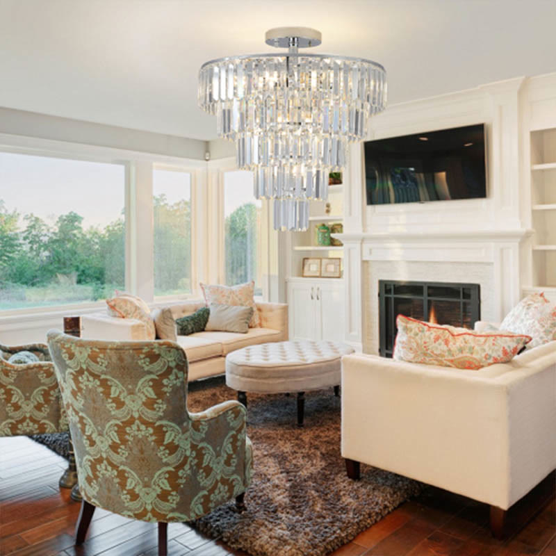 Large Crystal Chandelier In White Chrome Color