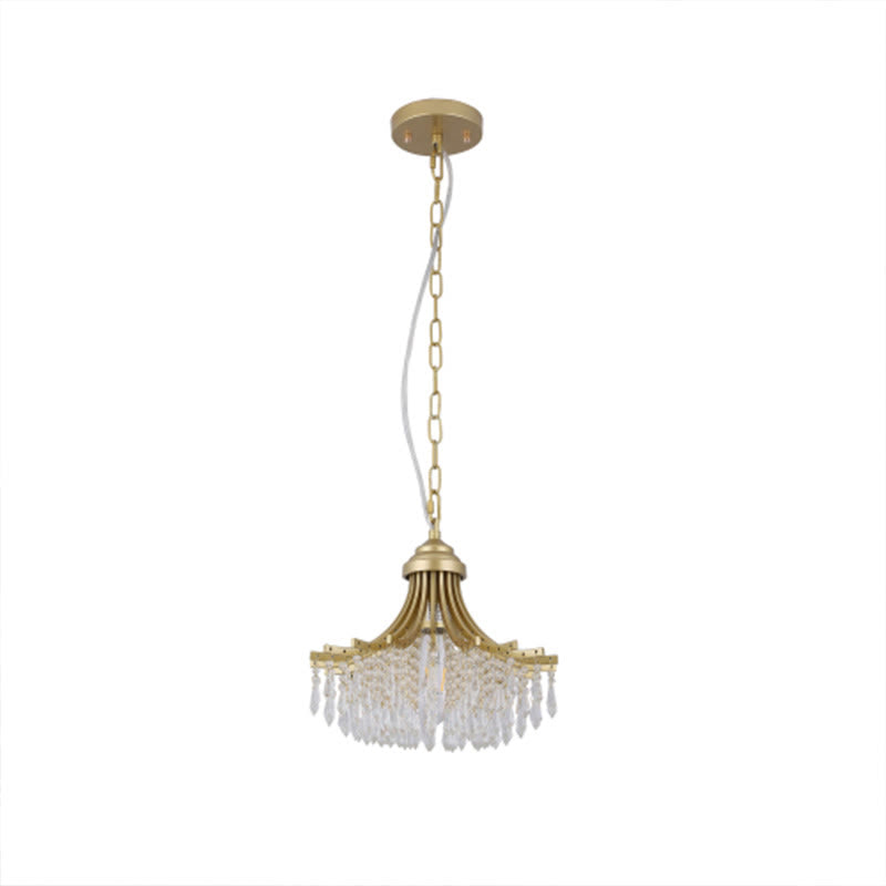 Matte Gold Glass Fan Shape Pendant Chandelier