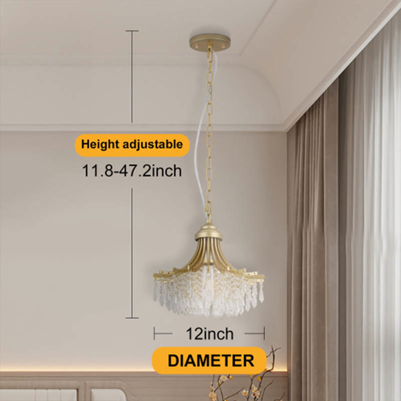 Matte Gold Glass Fan Shape Pendant Chandelier