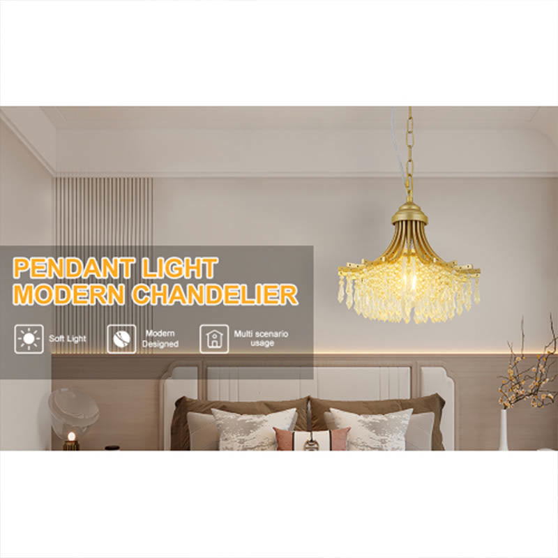 Matte Gold Glass Fan Shape Pendant Chandelier - image 5