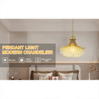 Matte Gold Glass Fan Shape Pendant Chandelier - image 5