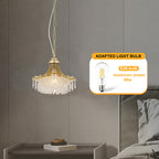 Matte Gold Glass Fan Shape Pendant Chandelier - image 4