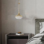 Matte Gold Glass Fan Shape Pendant Chandelier - image 3
