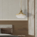 Matte Gold Glass Fan Shape Pendant Chandelier - image 2