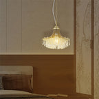 Matte Gold Glass Fan Shape Pendant Chandelier - Gold - image 0