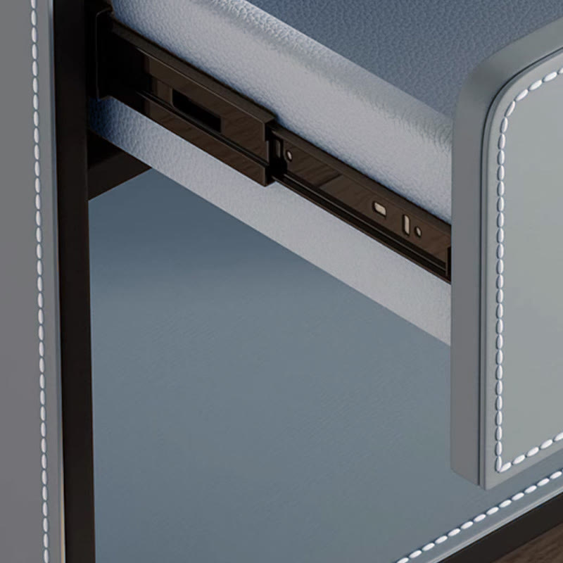 Solid Wood Open Storage Saddle Leather Nightstand - image 3