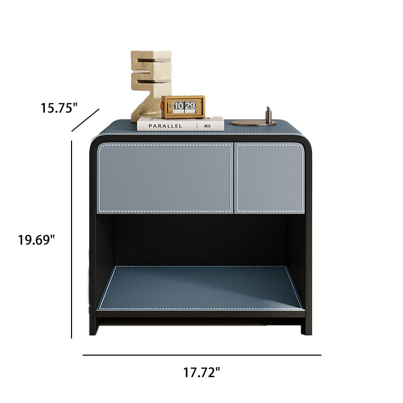 Solid Wood Open Storage Saddle Leather Nightstand - image 7