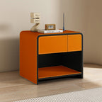 Solid Wood Open Storage Saddle Leather Nightstand - image 5
