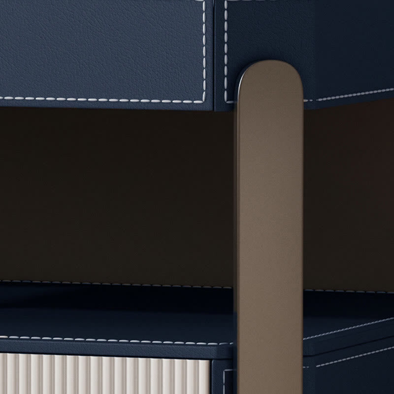 Creative Solid Wood Saddle Leather Nightstand 17.72" - image 3