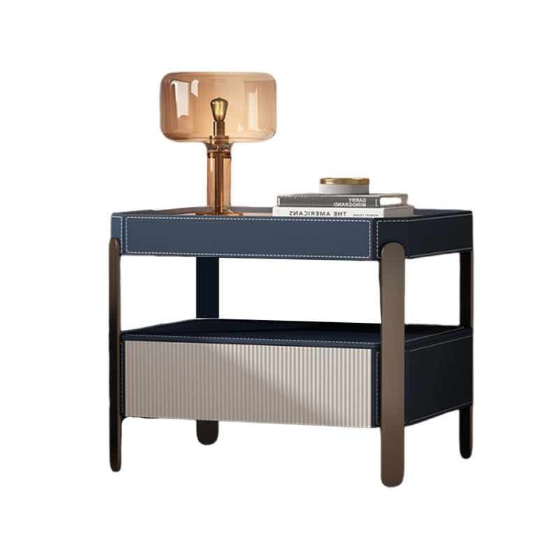 Creative Solid Wood Saddle Leather Nightstand 17.72"