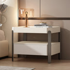 Creative Solid Wood Saddle Leather Nightstand 17.72" - 2xBeige - image 6