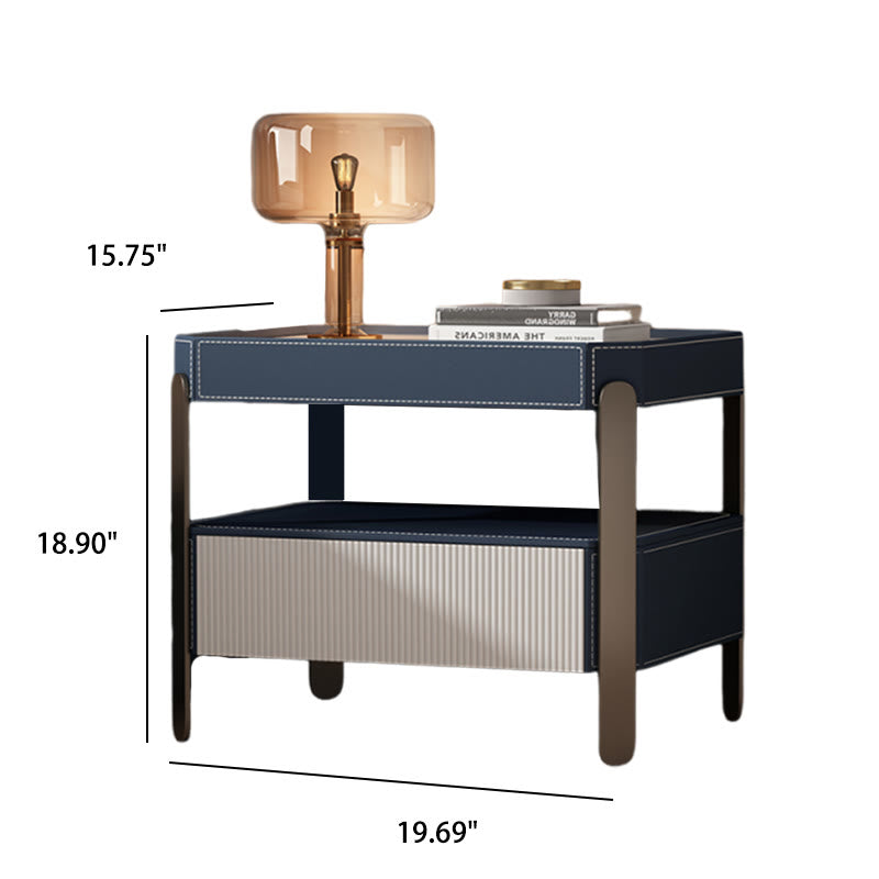 Creative Solid Wood Saddle Leather Nightstand 17.72" - image 7