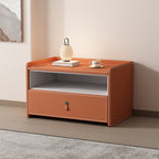 Large Size Solid Wood Saddle Leather Nightstand - 2xOrange - image 0