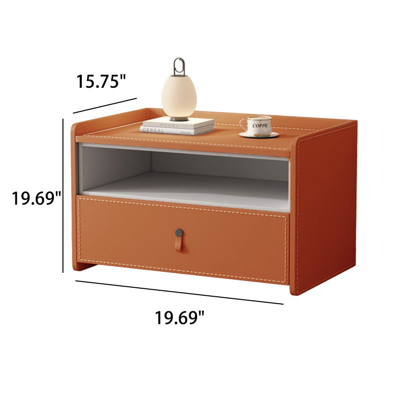 Large Size Solid Wood Saddle Leather Nightstand