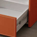 Large Size Solid Wood Saddle Leather Nightstand - image 4