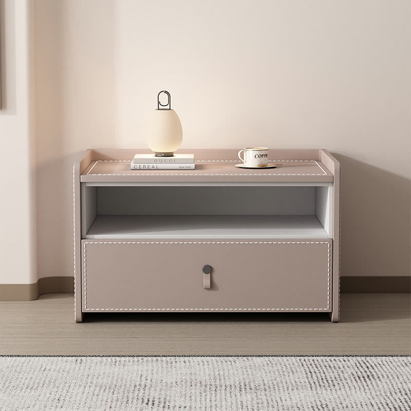 Large Size Solid Wood Saddle Leather Nightstand - image 6