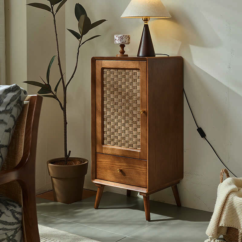 Solid Wood Retro Chest Of Drawers Storage Cabinet - Walnut - H34.65" - image 0