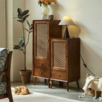 Solid Wood Retro Chest Of Drawers Storage Cabinet - Walnut - H34.65"+H47.24" - image 6