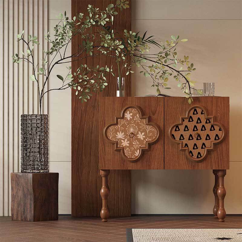 Solid Wood Retro Pattern Storage Cabinet - image 5