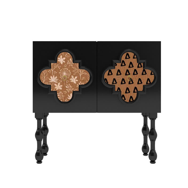 Solid Wood Retro Pattern Storage Cabinet