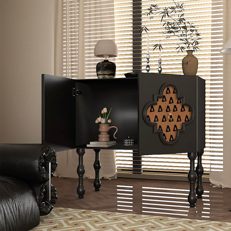Solid Wood Retro Pattern Storage Cabinet - image 4
