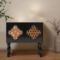 Solid Wood Retro Pattern Storage Cabinet - Black - Ash Wood+MDF - image 0