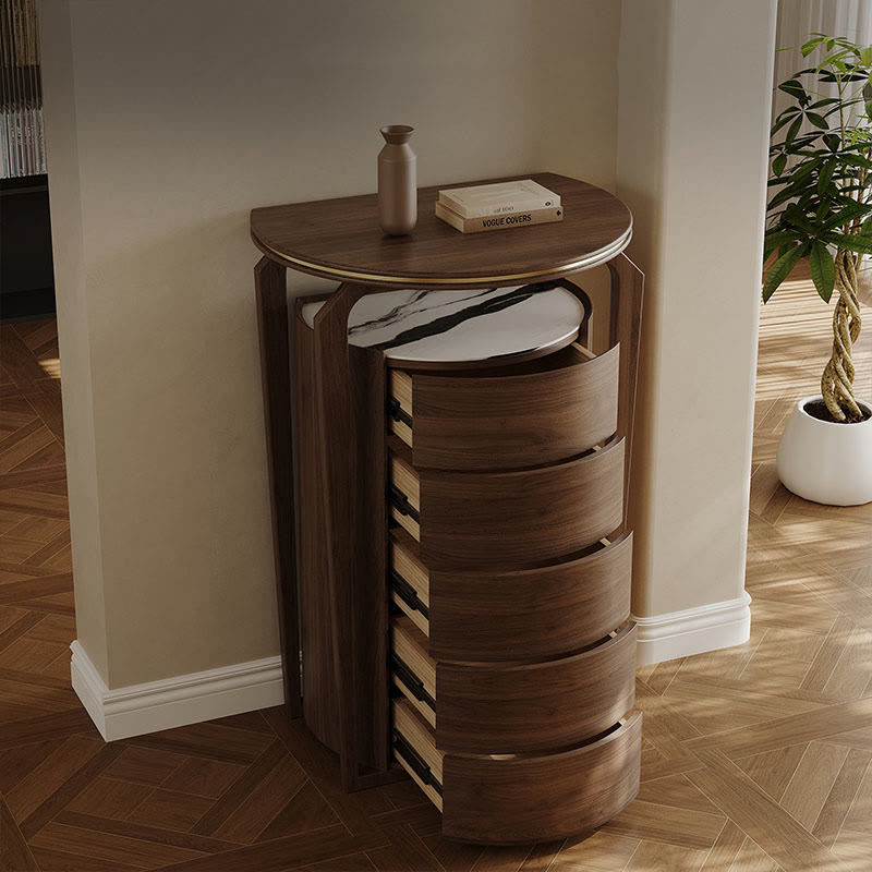 Mid-century Stone Tabletop Storage Cabinet