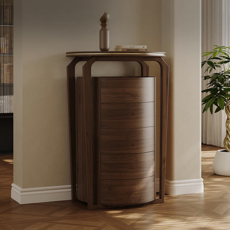 Mid-century Stone Tabletop Storage Cabinet