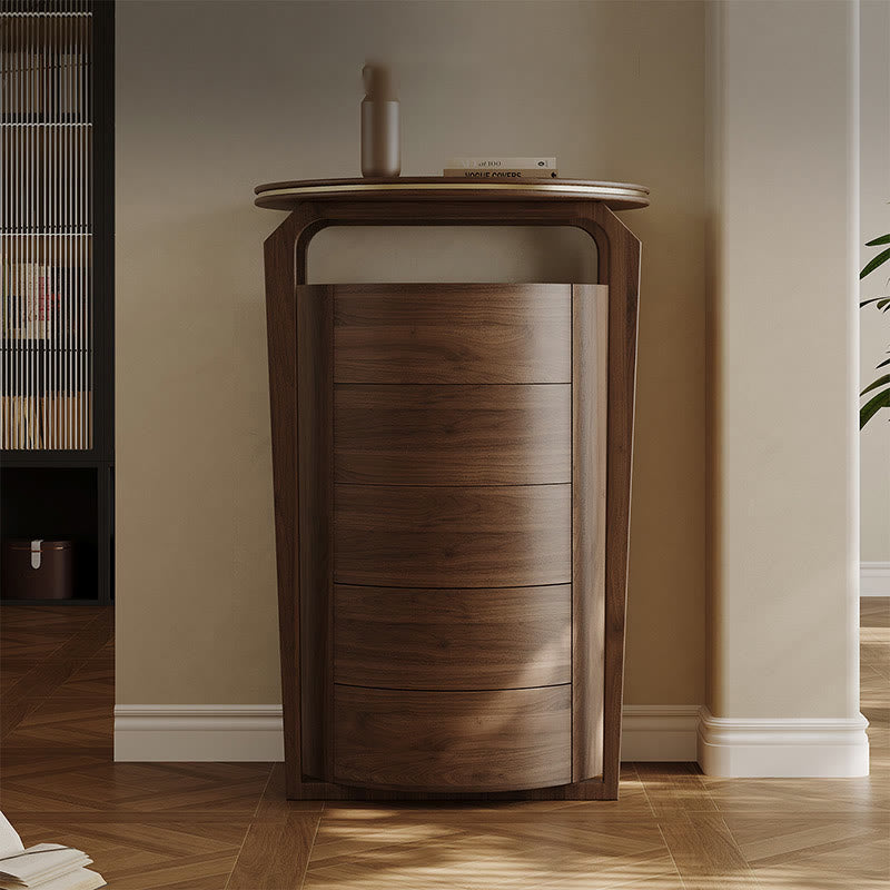 Mid-century Stone Tabletop Storage Cabinet - Walnut - image 0