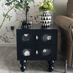 Retro Print Solid Wood Storage Cabinet - Black - W15.75" X D19.69" X H23.62" - image 5