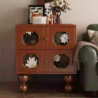 Retro Print Solid Wood Storage Cabinet - Walnut - W15.75" X D19.69" X H23.62" - image 0