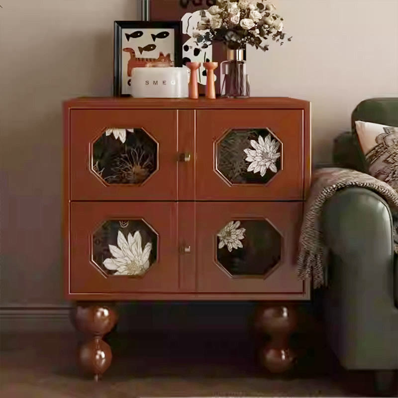 Retro Print Solid Wood Storage Cabinet - Walnut - W15.75" X D19.69" X H23.62" - image 0