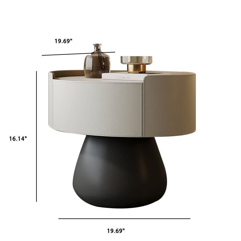 Saddle Leather Nightstand With Mushroom Base - image 14